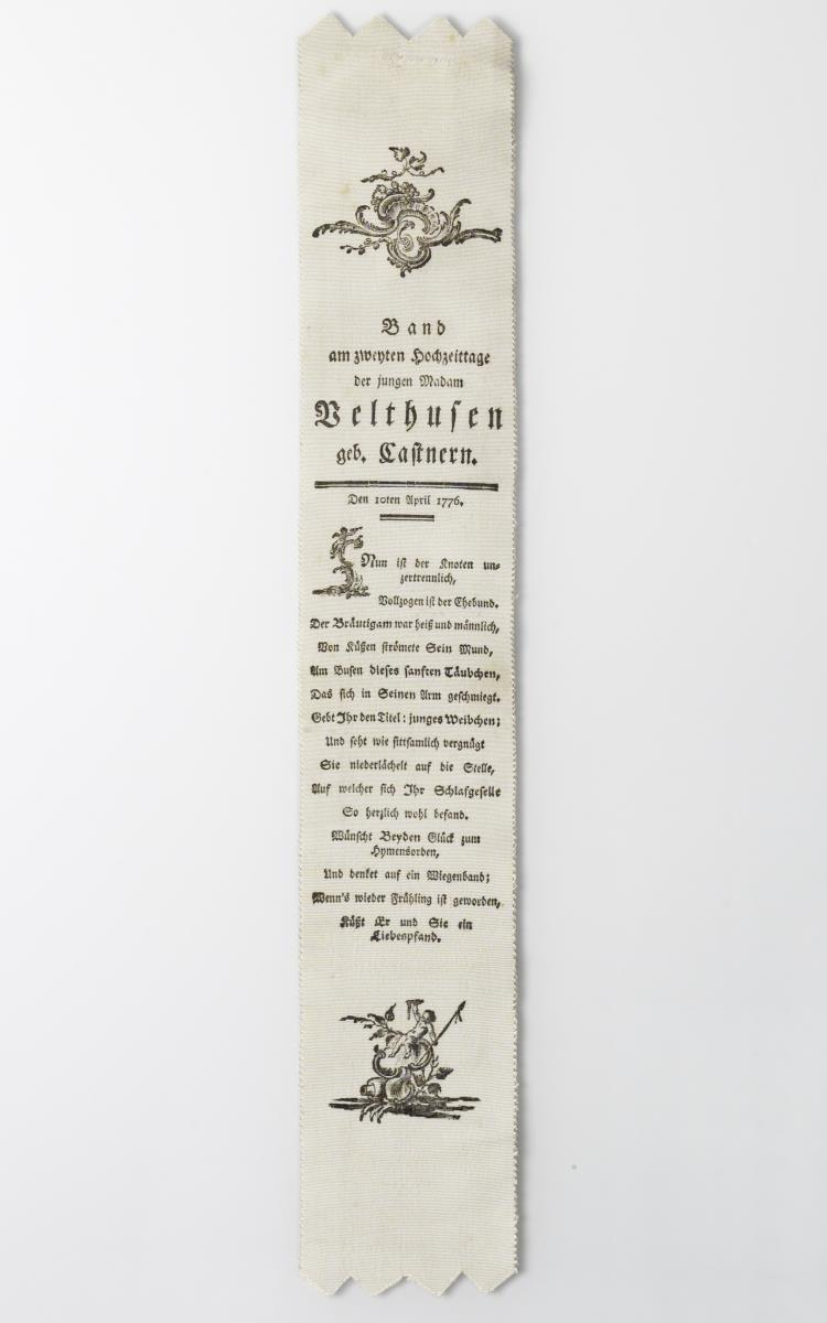 Am 2. Hochzeitstage der jungen Madam Velthusen geb. Castnern. Den 10ten April 1776