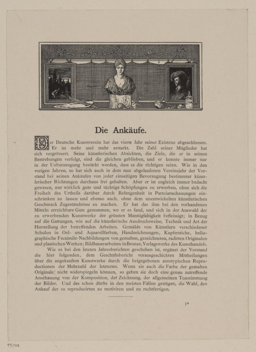Jahresbericht des Deutschen Kunst-Vereins. Die Ankäufe