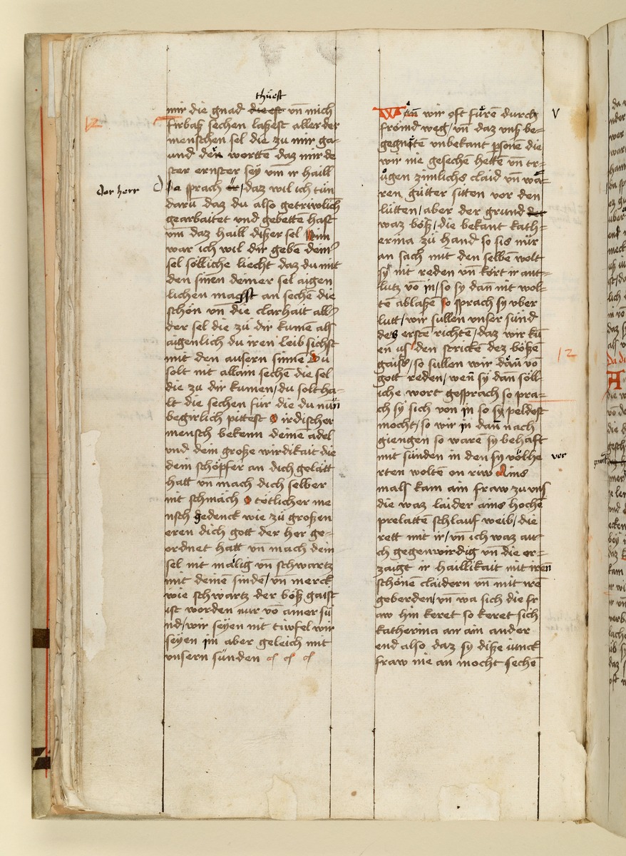 Textseite. Raimund, Das Leben der Hl. Katharina von Siena (geschrieben von der Nonne Elisabeth Warüssin)