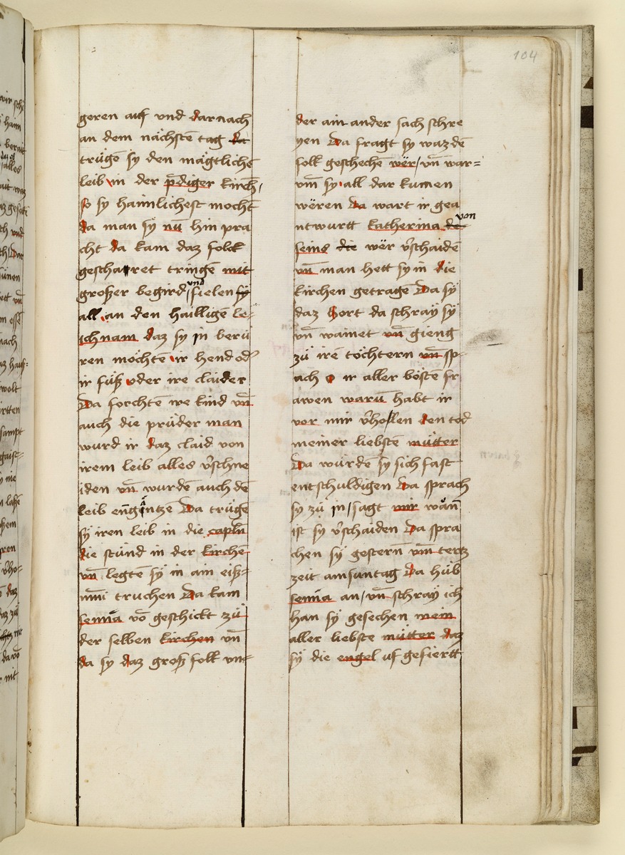 Textseite. Raimund, Das Leben der Hl. Katharina von Siena (geschrieben von der Nonne Elisabeth Warüssin)