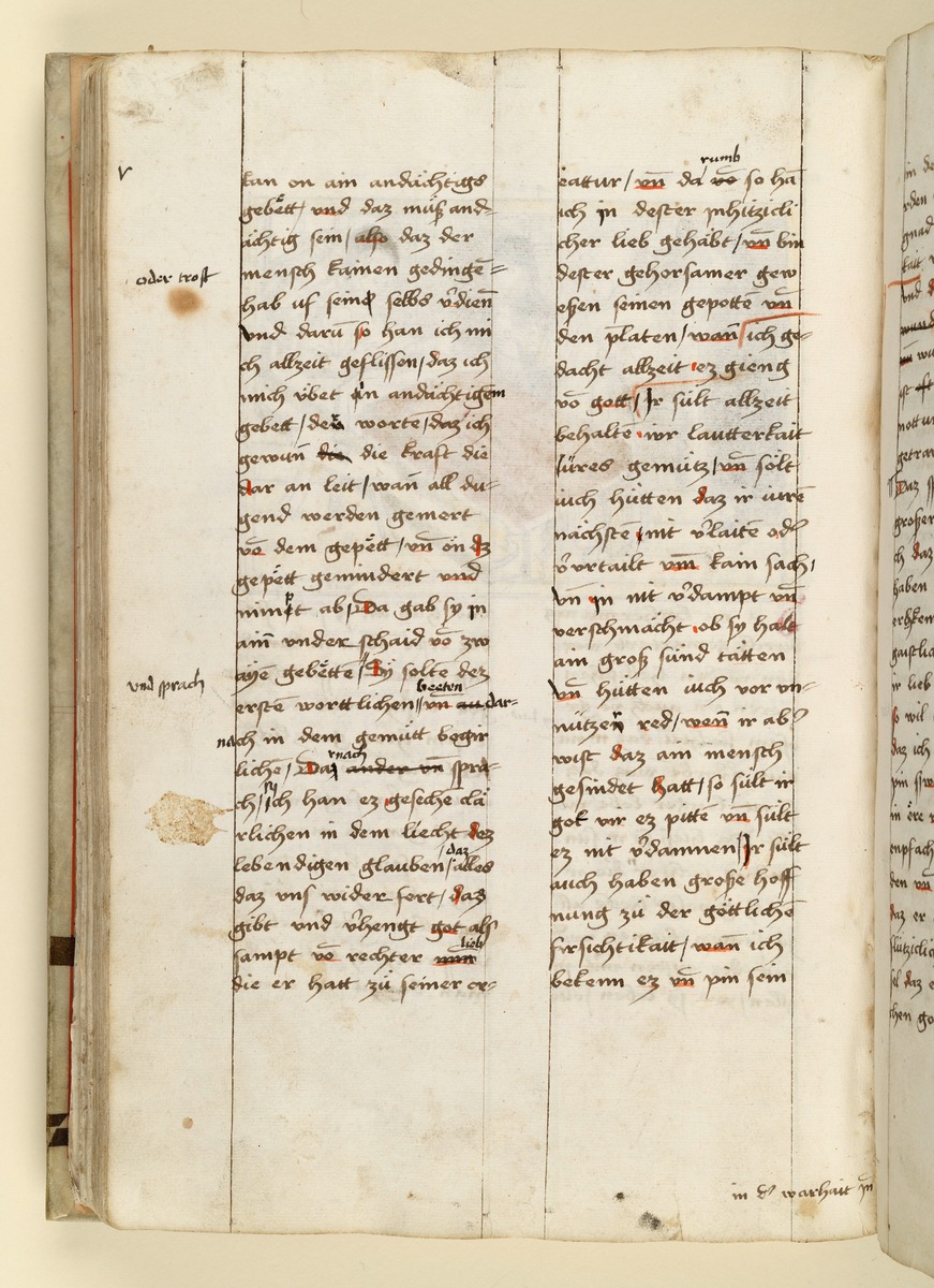 Die Heilige, von den Schlägen des Heiligen Geistes auf das Krankenlager geworfen, lässt ihren Sohn und ihre Tochter in Christo kommen. Raimund, Das Leben der Hl. Katharina von Siena (geschrieben von der Nonne Elisabeth Warüssin)