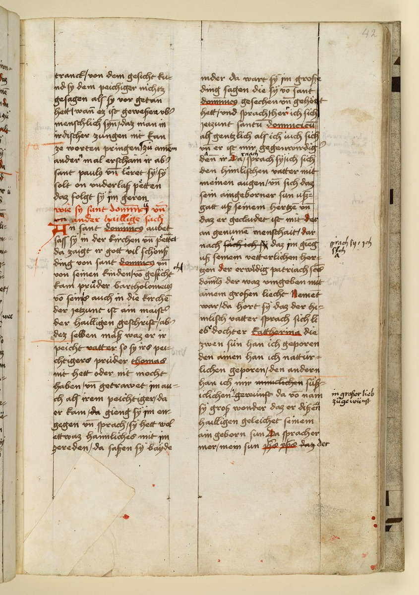 Textseite. Raimund, Das Leben der Hl. Katharina von Siena (geschrieben von der Nonne Elisabeth Warüssin)