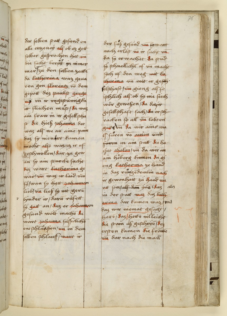 Textseite. Raimund, Das Leben der Hl. Katharina von Siena (geschrieben von der Nonne Elisabeth Warüssin)