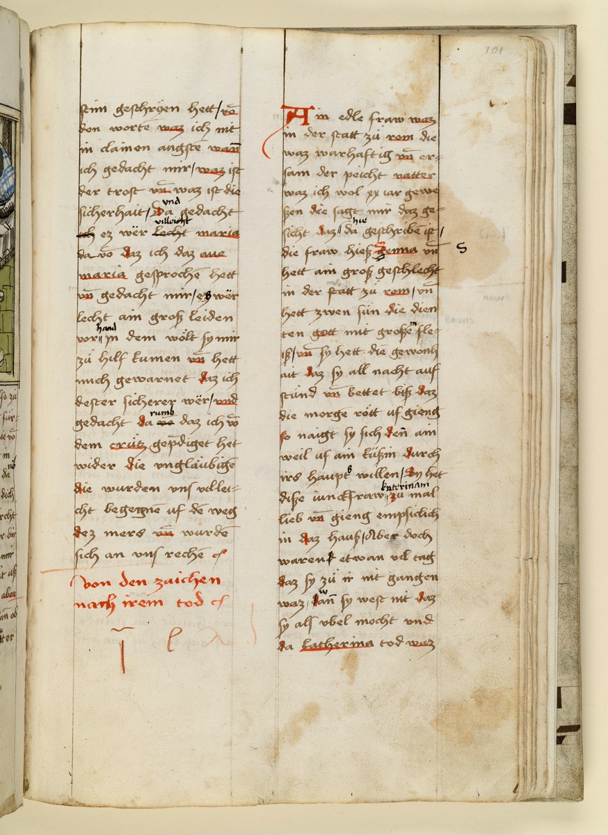 Textseite. Raimund, Das Leben der Hl. Katharina von Siena (geschrieben von der Nonne Elisabeth Warüssin)