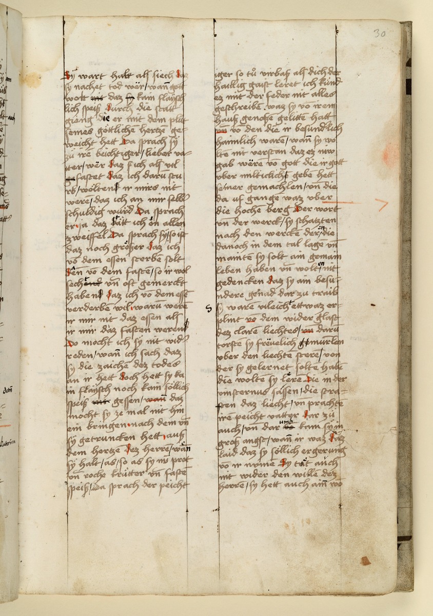 Textseite. Raimund, Das Leben der Hl. Katharina von Siena (geschrieben von der Nonne Elisabeth Warüssin)