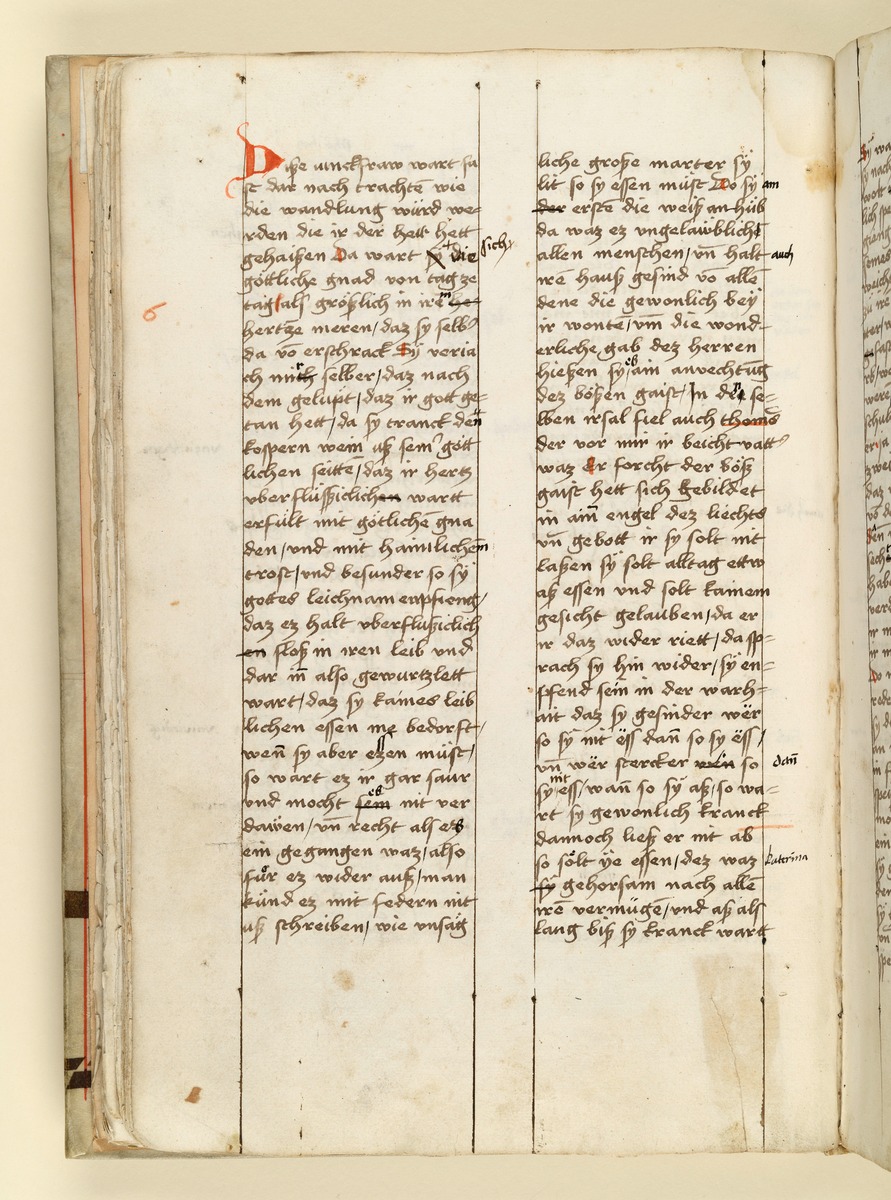 Textseite. Raimund, Das Leben der Hl. Katharina von Siena (geschrieben von der Nonne Elisabeth Warüssin)