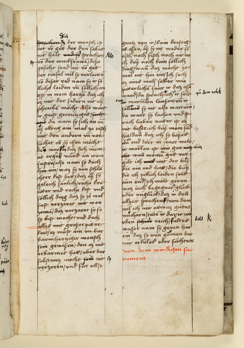 Textseite. Raimund, Das Leben der Hl. Katharina von Siena (geschrieben von der Nonne Elisabeth Warüssin)