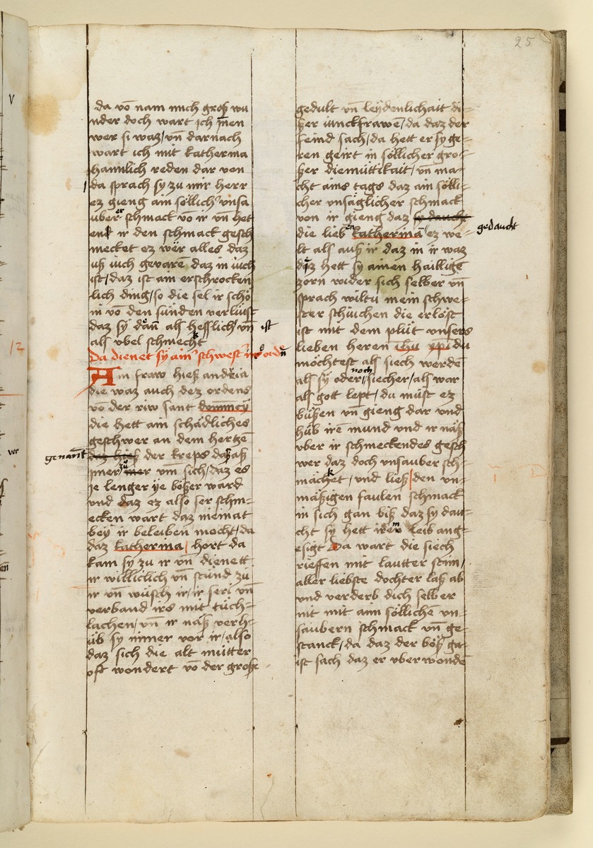 Textseite. Raimund, Das Leben der Hl. Katharina von Siena (geschrieben von der Nonne Elisabeth Warüssin)