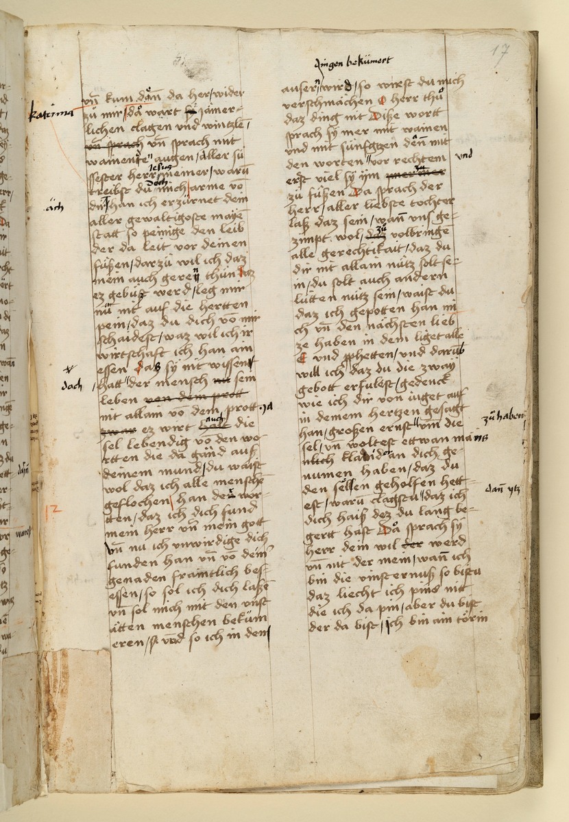 Textseite. Raimund, Das Leben der Hl. Katharina von Siena (geschrieben von der Nonne Elisabeth Warüssin)
