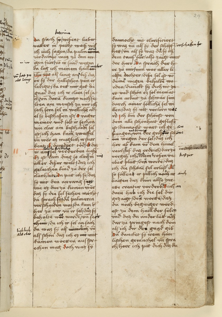 Textseite. Raimund, Das Leben der Hl. Katharina von Siena (geschrieben von der Nonne Elisabeth Warüssin)