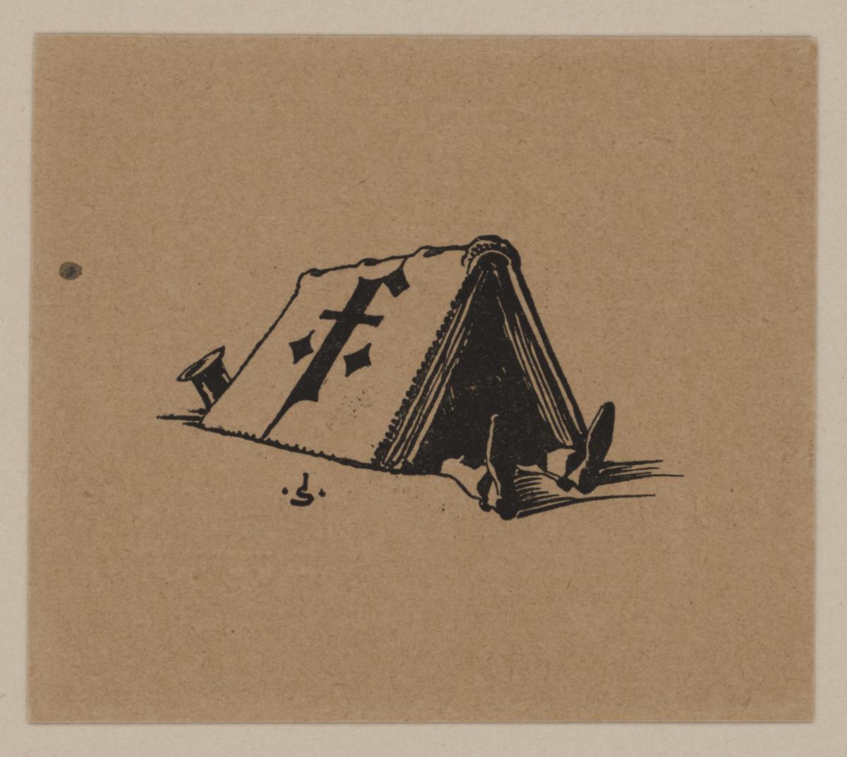 Mann unter aufgeschlagenem Buch liegend. Aus: Mercure de France 1895, S. VI