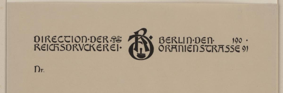 Direktion der Reichsdruckerei Berlin