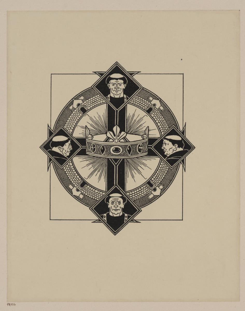 Kreuzsymbol mit Krone. Illustration für: Heinrich Boos. Geschichte der rheinischen Städtekultur von ihren Anfängen bis zur Gegenwart mit besonderer Berücksichtigung der Stadt Worms. Berlin: Stargardt 1897