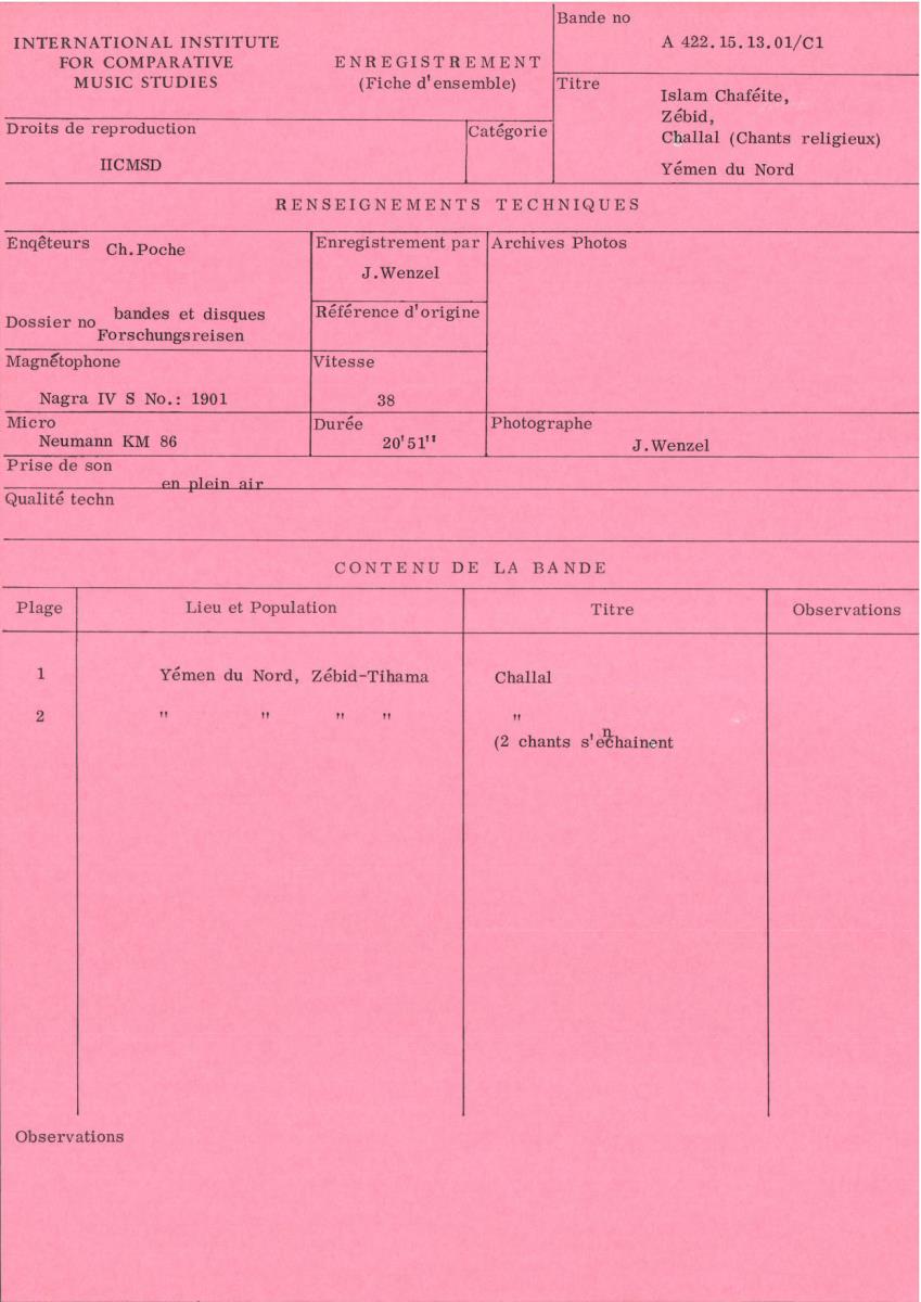 Yémen du Nord / Islam Chaféite / Zébid, Challal (Chants religieux)