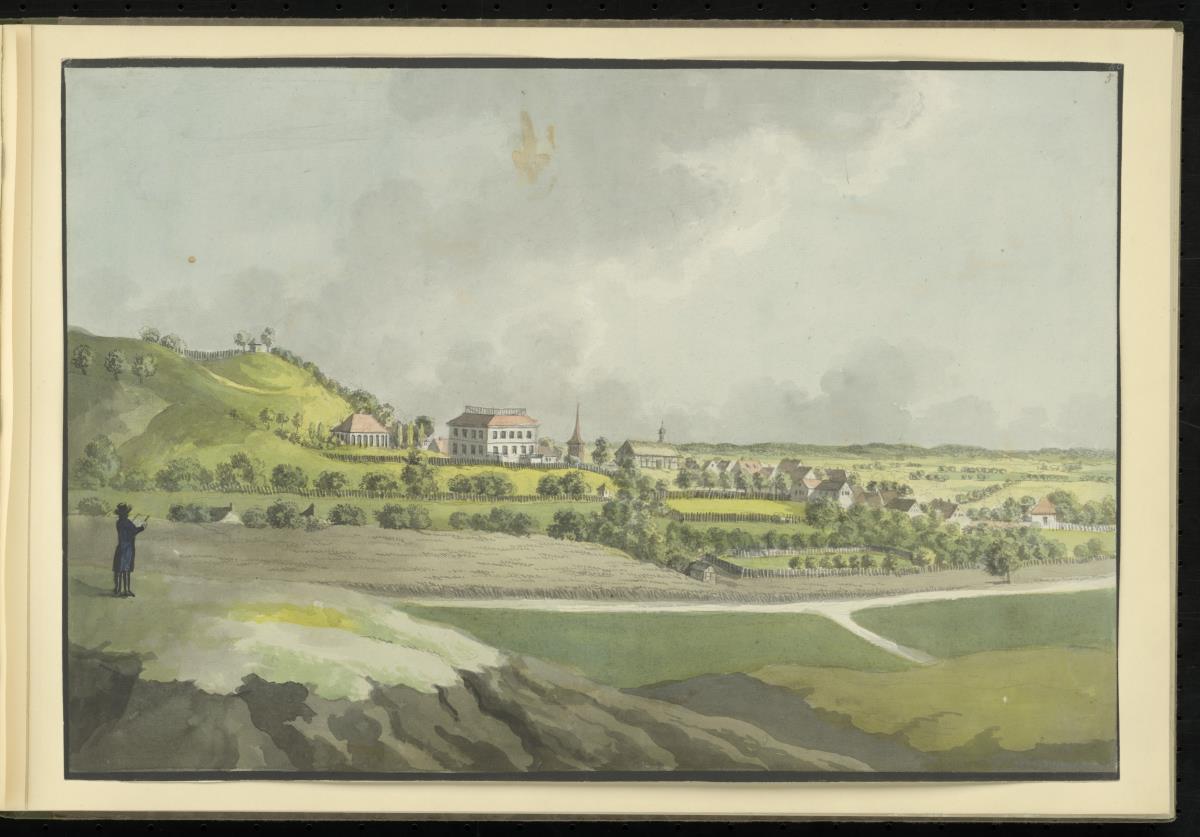 Ansicht des Schlosses in Freienwalde mit der Stadt