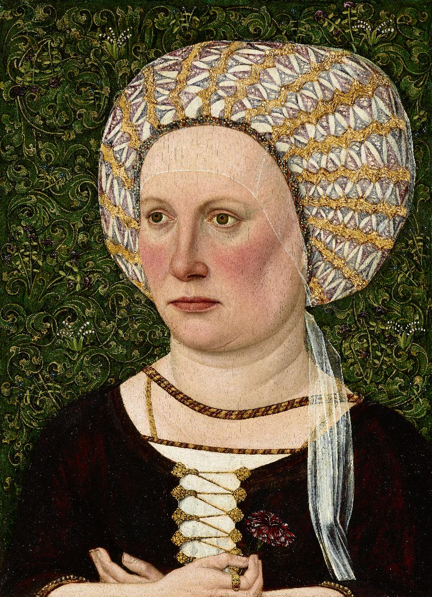 Bildnis einer Frau mit golddurchwirkter Haube