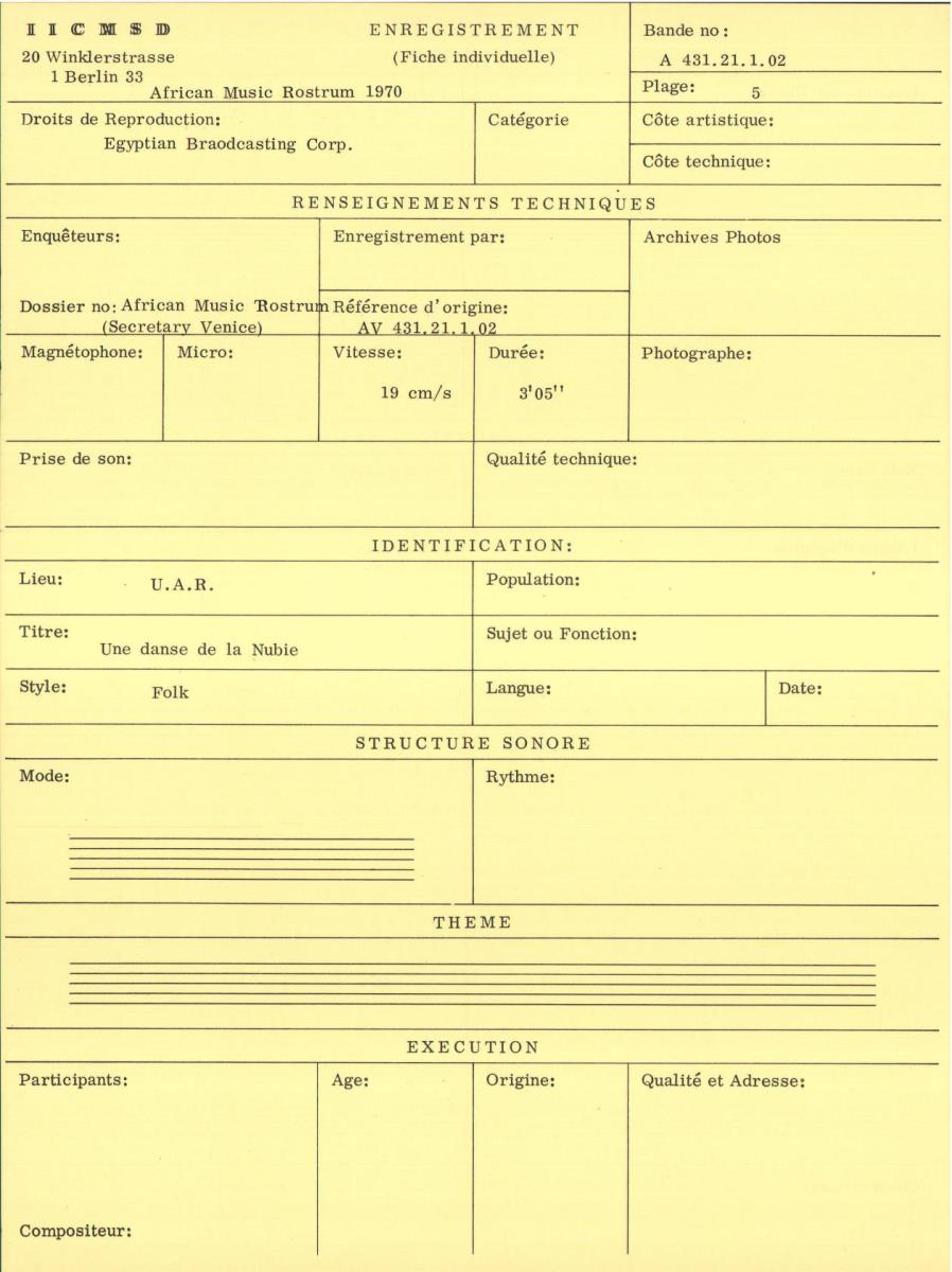 African Music Rostrum 1970