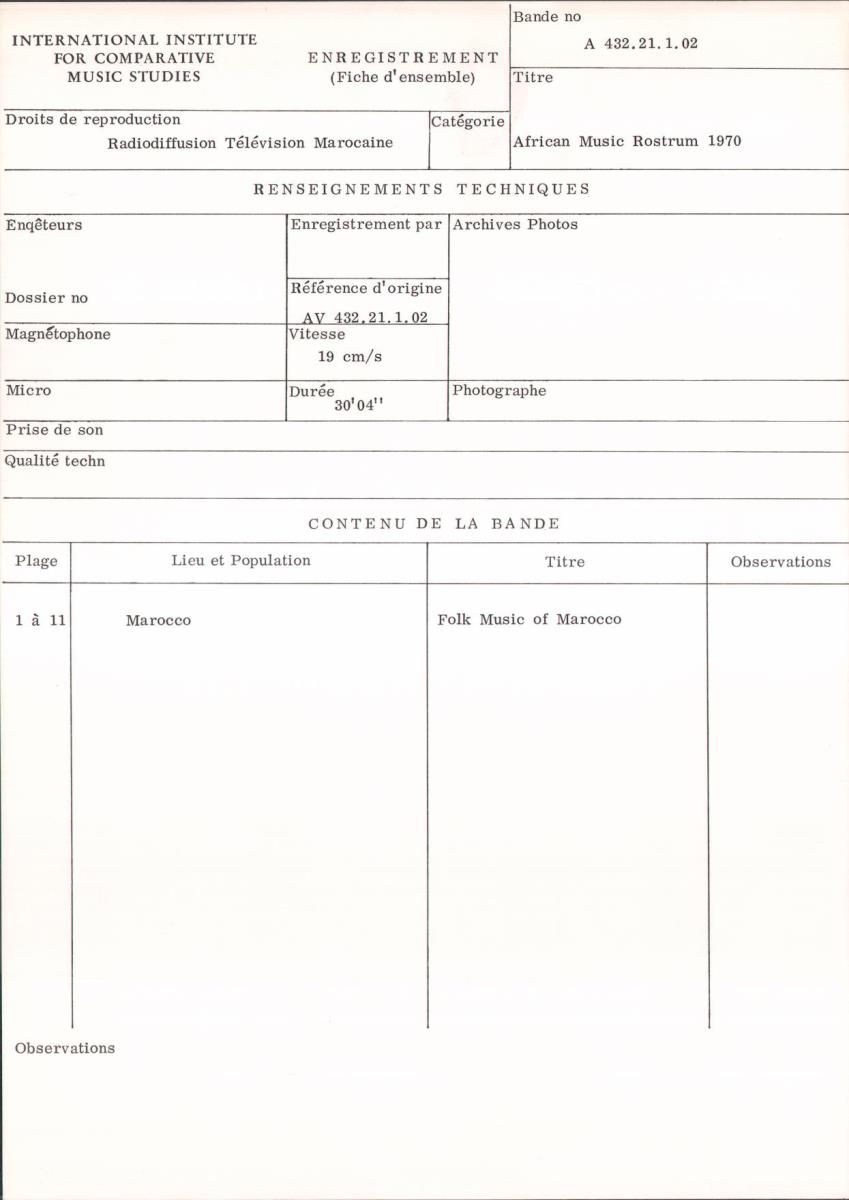 African Music Rostrum 1970