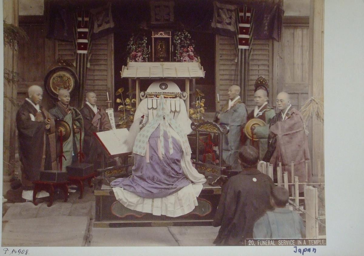 "Funeral service in a temple"