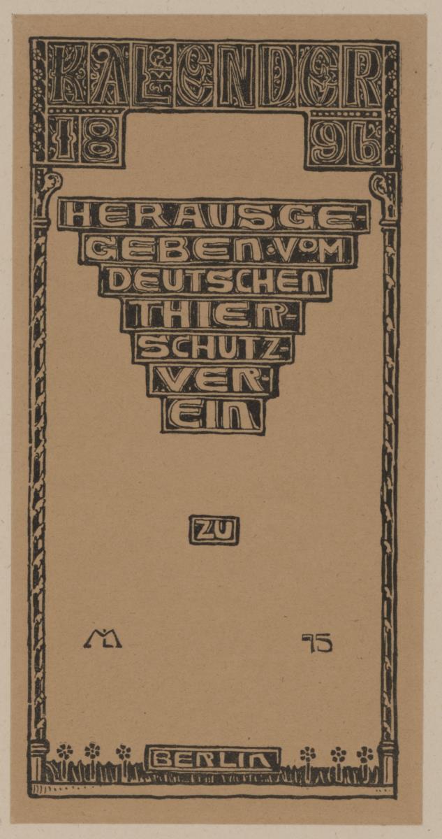 Kalender. Herausgegeben vom deutschen Tierschutz-Verein 1896. Innentitel