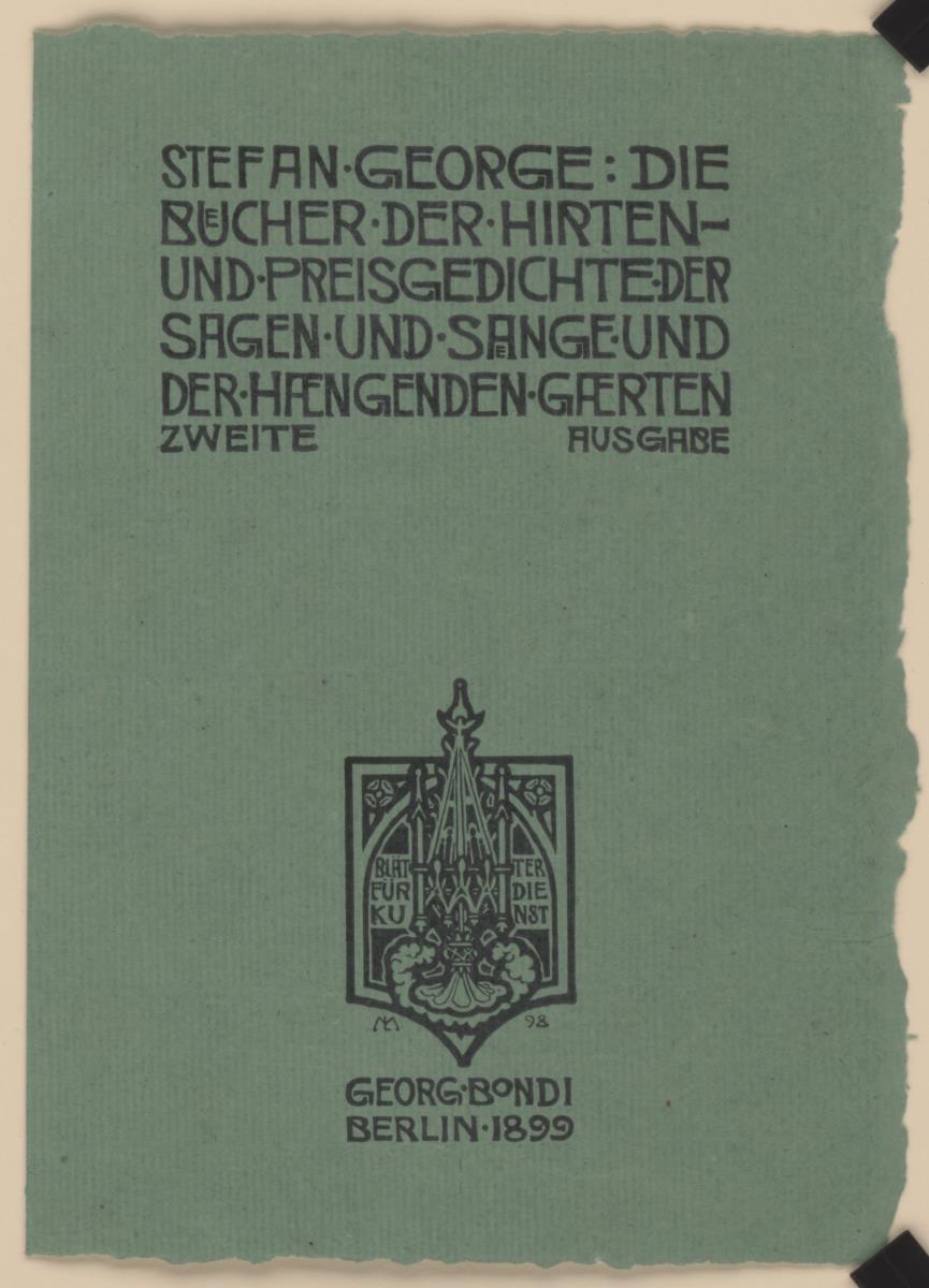Titelblatt zu Stefan George: Die Bücher der Hirten- und Preisgedichte
