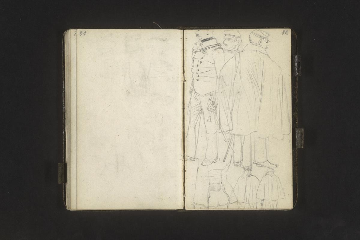 Studien von Soldaten mit Umhang und Säbel