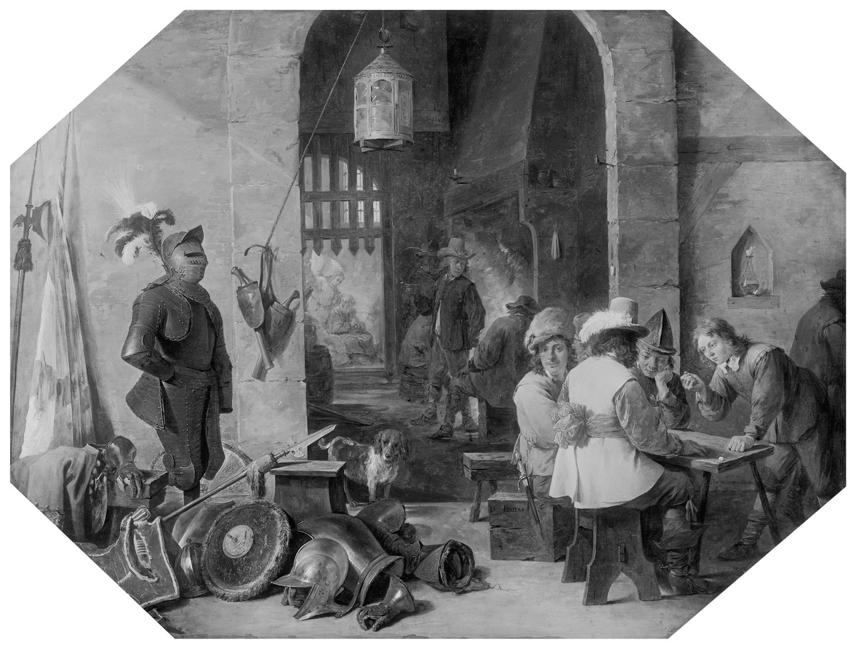 Wachtstube mit würfelnden Soldaten