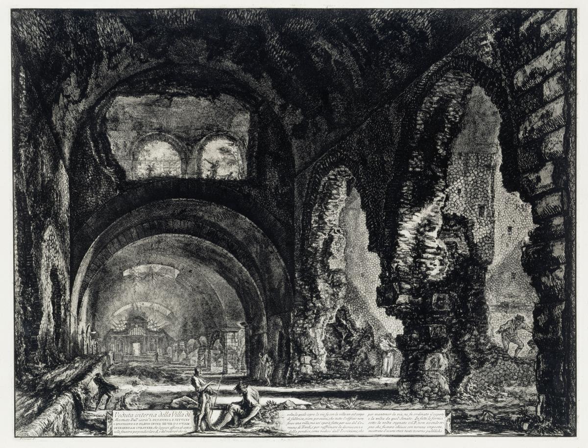 Innenansicht der Villa des Maecenas (aus: Vedute di Roma)