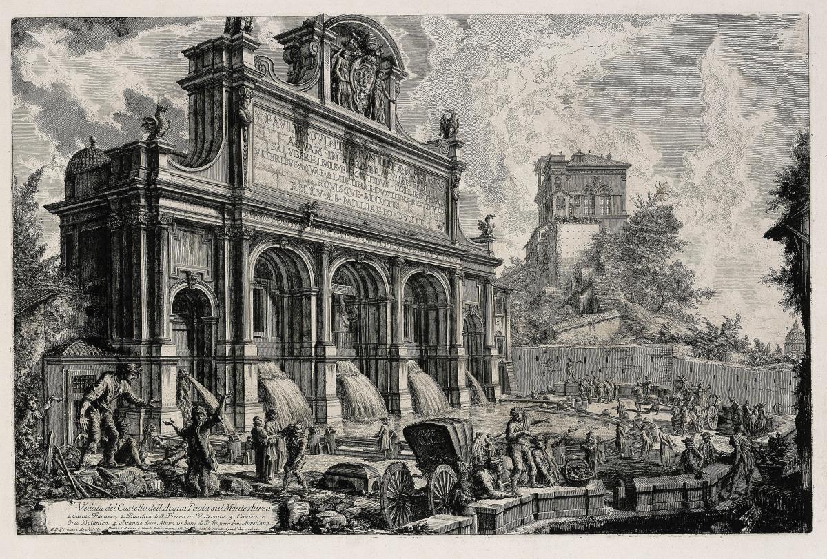 Ansicht des Brunnenkopfes Acqua Paola auf dem Gianicolo (aus: Vedute di Roma)