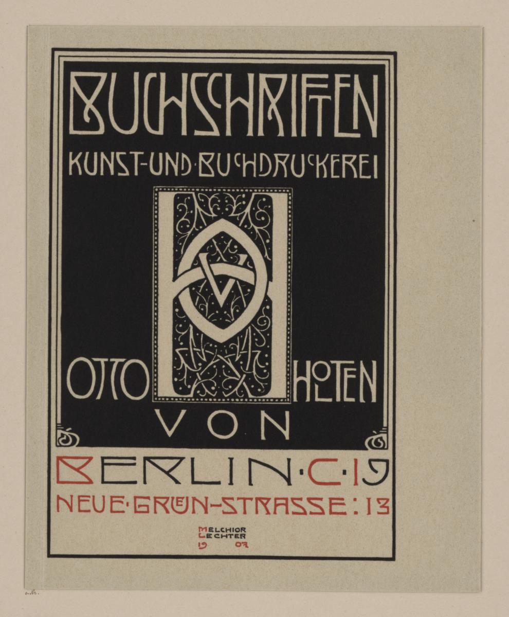 Titelblatt zu Buchschriften Kunst-und Buchdruckerei Otto von Holten