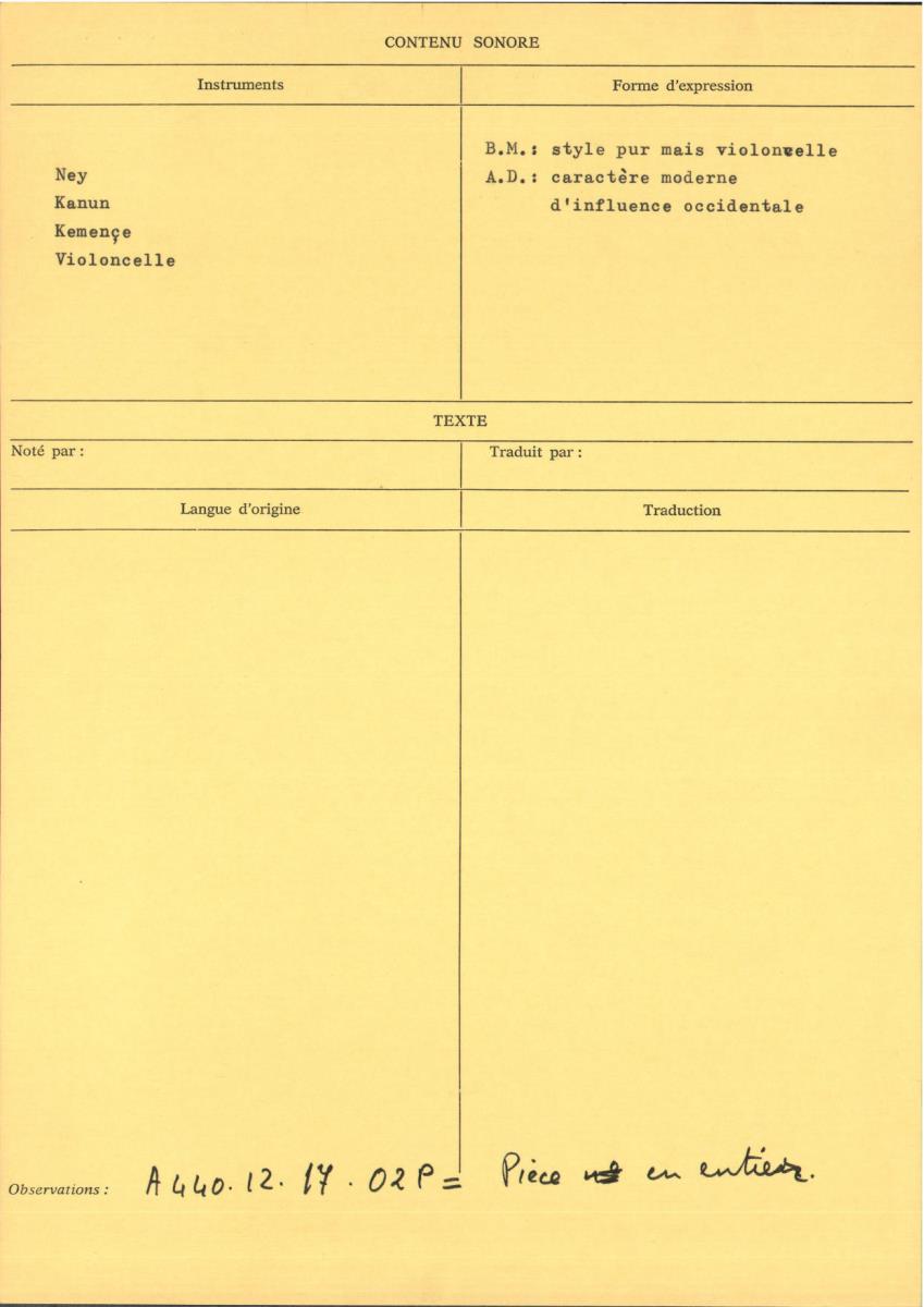 Turquie / Ensembles instrumentaux