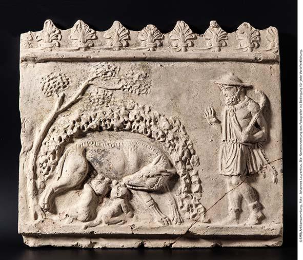 Campanarelief: Faustulus findet Romulus und Remus