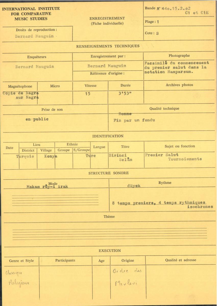 Turquie / Mevlevi / Selam, Pesrev, Tanbur