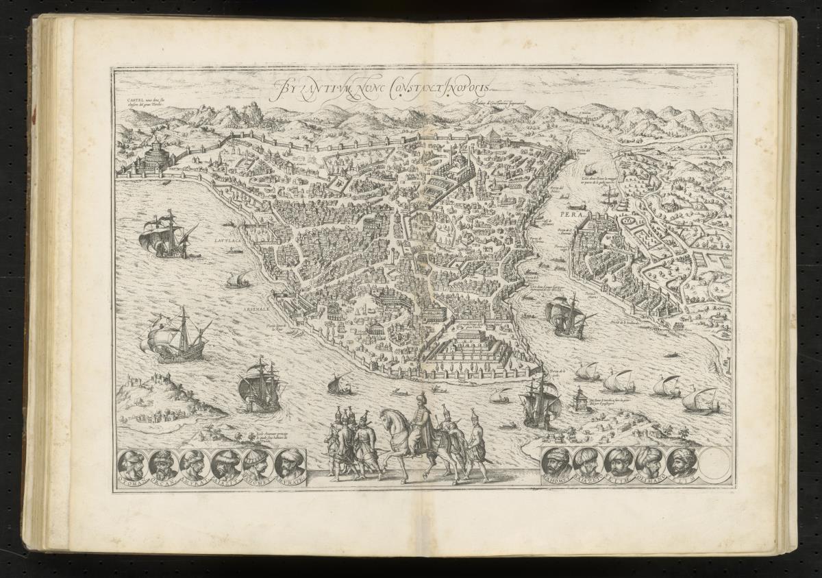 Vogelschau auf Konstantinopel. In: Georg Braun: Civitates orbis terrarum. Köln 1572