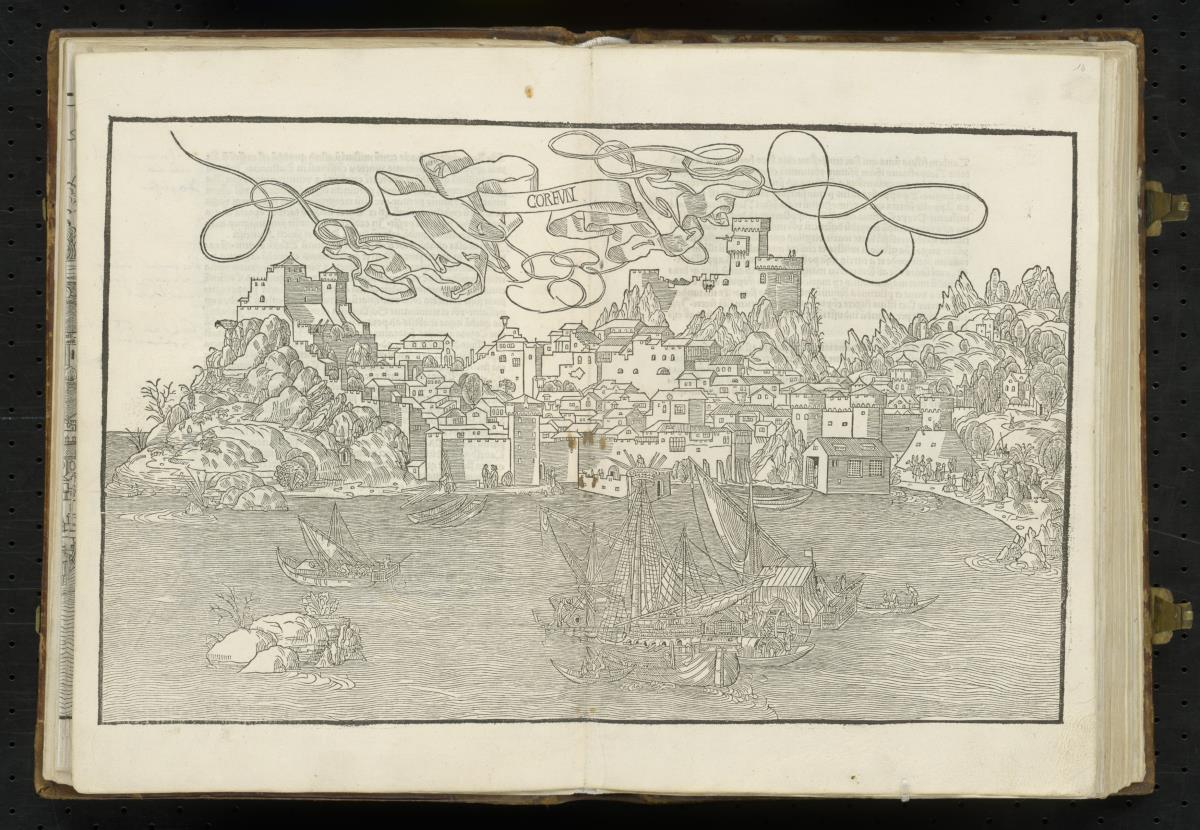 Ansicht von Korfu, In: Peregrinatio in terram sanctam (Pilgerreise ins Heilige Land), Mainz 1486