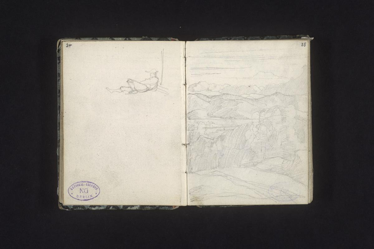 Liegender Mann, Berglandschaft
