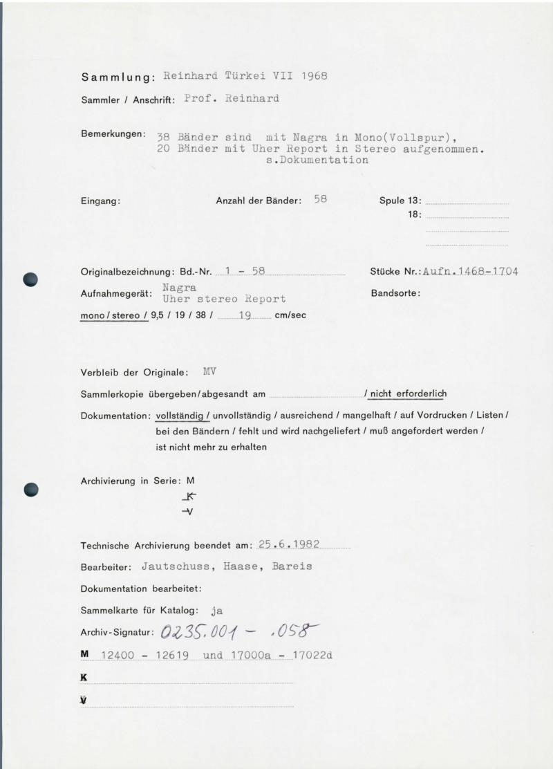 Reinhard Türkei 1968/69