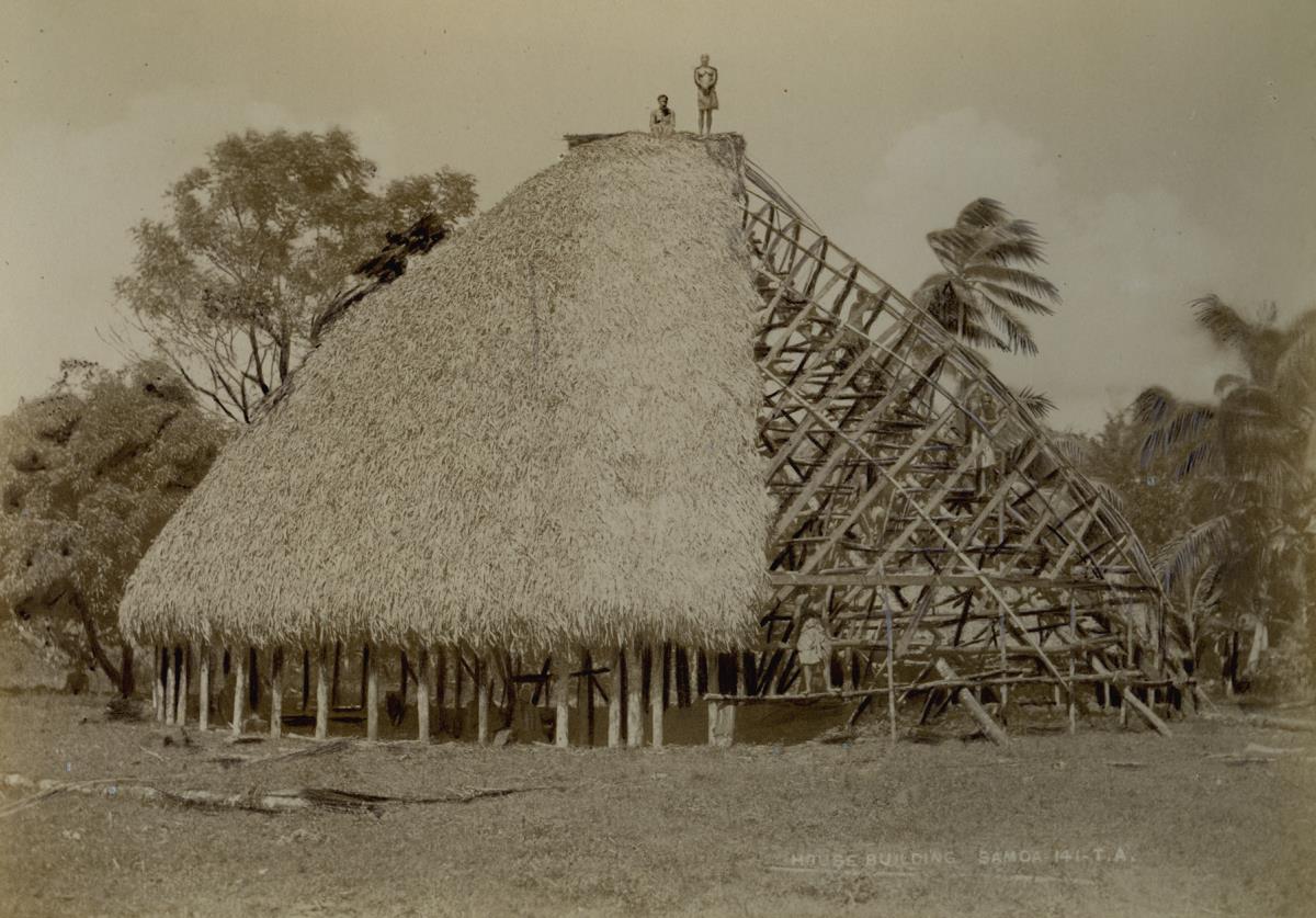 "Hausbau auf  Samoa-Ins."