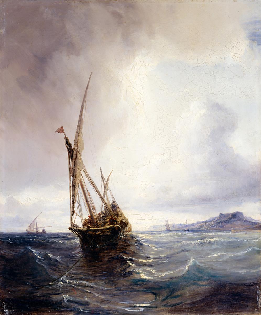 Schleichhändler-Felouke vor der Küste von Biskaya