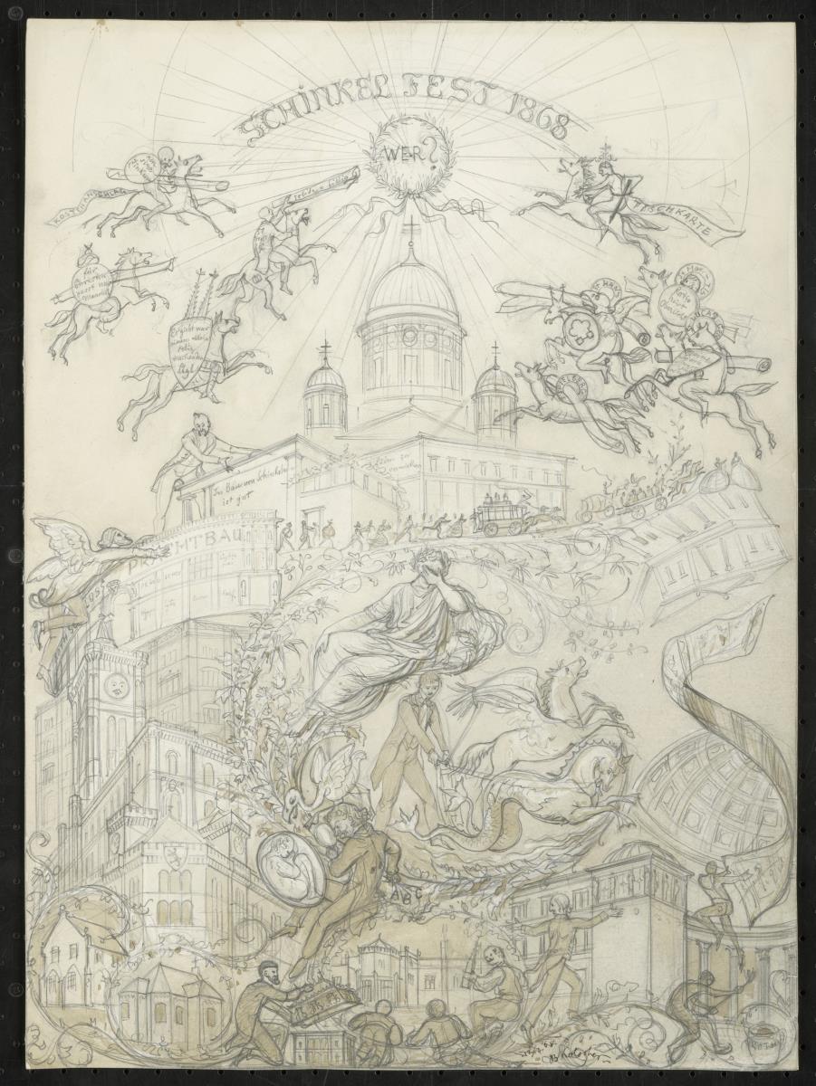 Tischkarte für das Schinkelfest am 13. März 1868 im Berliner Architektenverein