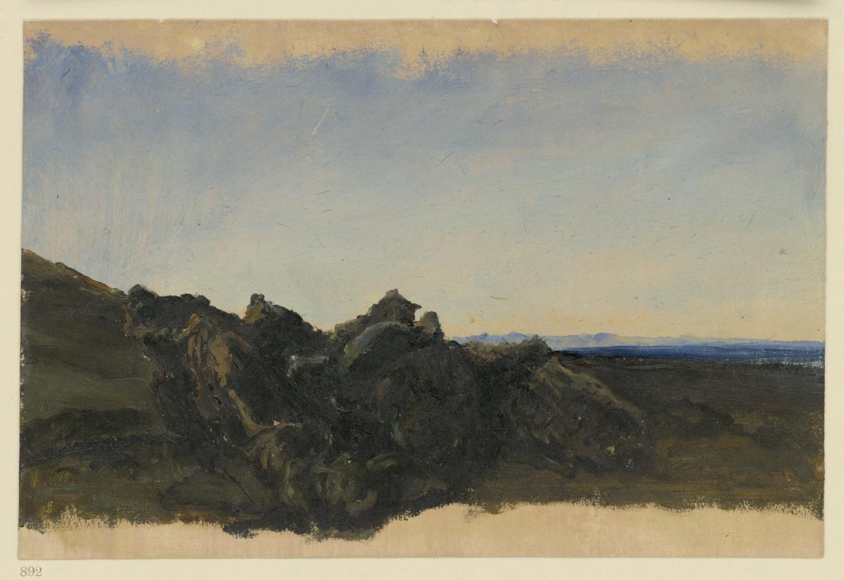Felsblöcke des Vesuv mit Blick auf das Meer