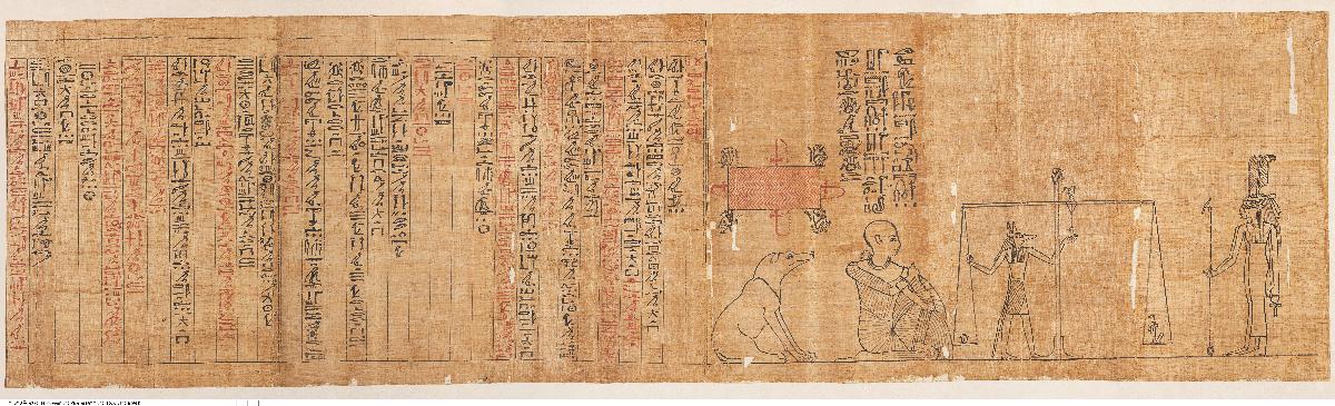 Hieroglyphischer Papyrus mit Auszügen aus Amduat und Totenbuch für den Priester Hor-em-chemmis
