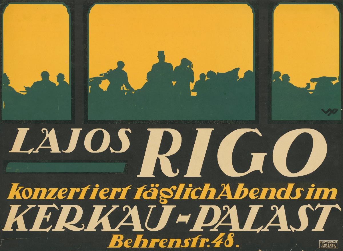 Lajos Rigo konzertiert täglich Abends im Kerkau -Palast Behrenstr. 48