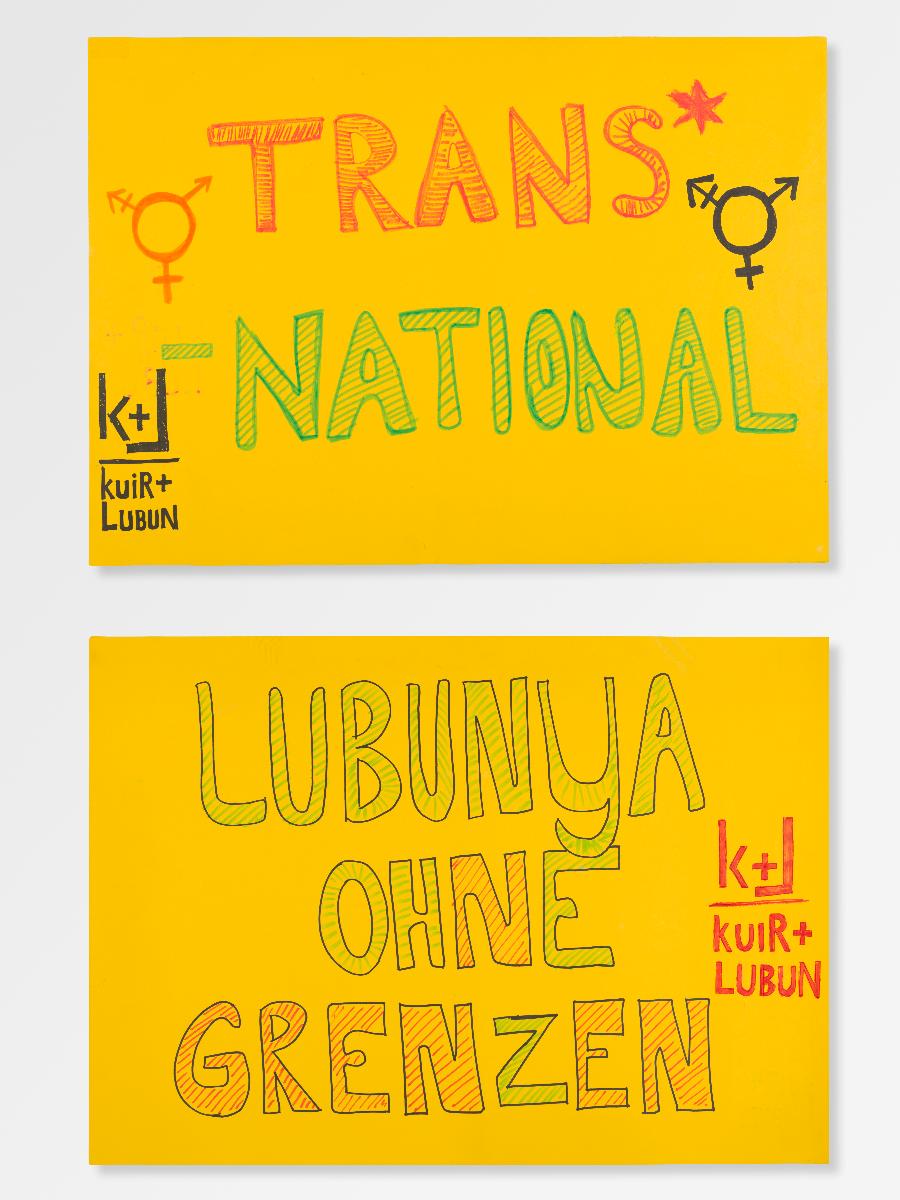 Vorderseite "Trans-National"; Rückseite "Lubunya Ohne Grenzen"