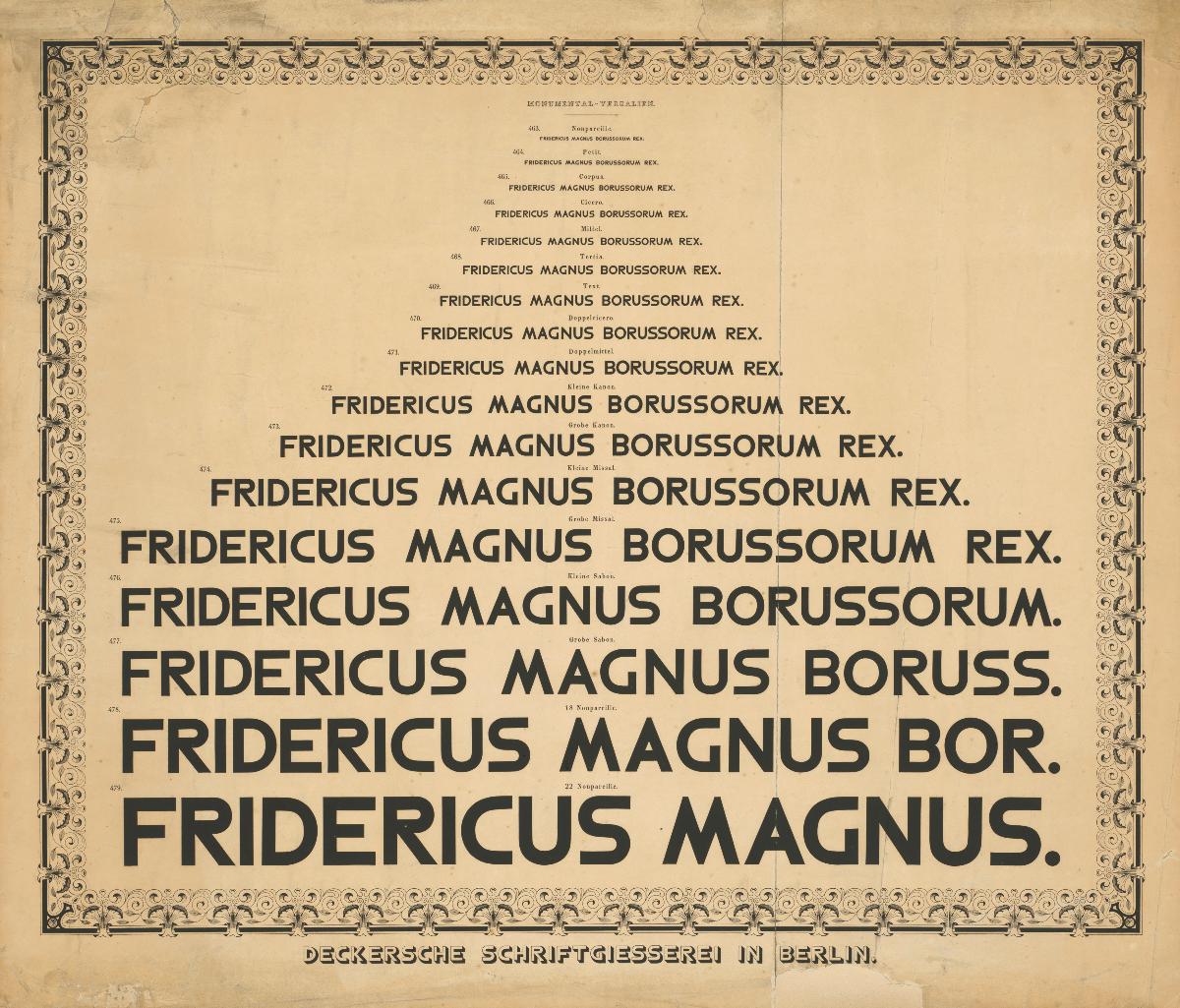 Monumental Versalien, Deckersche Schriftgießerei