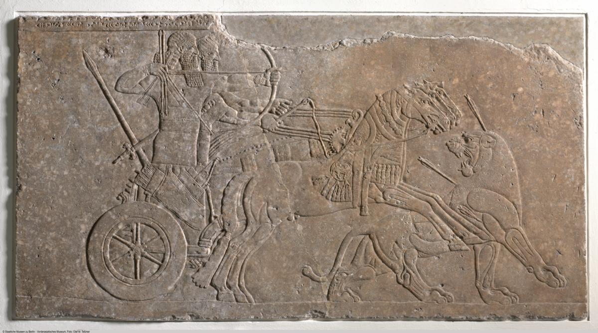 Relief mit Darstellung einer Löwenjagd