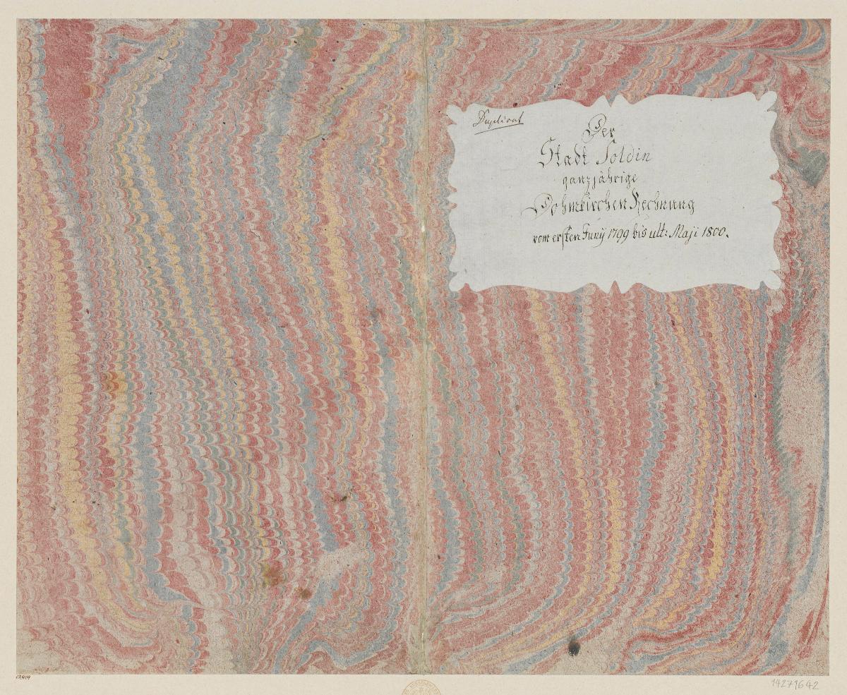 Kammmarmorpapier (Einband für eine Akte mit Etikett, 1799/1800)