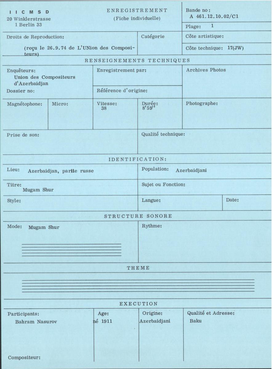 Azerbaidjan / Solo de Tar