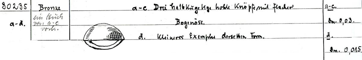 Halbkugeliger hohler Knopf mit flacher Bogenöse
