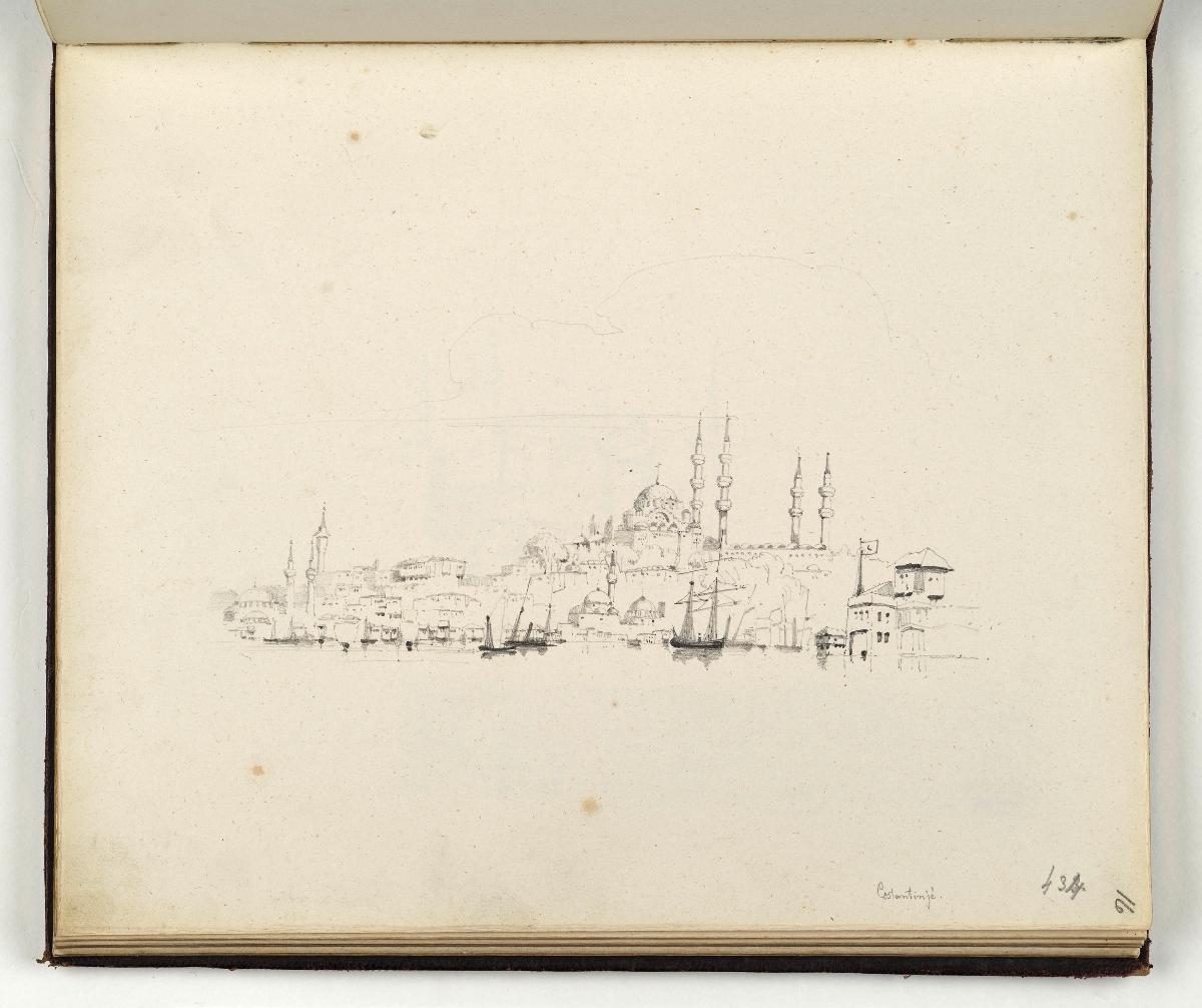 Blick auf Konstantinopel mit der Hagia Sophia (Skizzenbuch Seite 16)